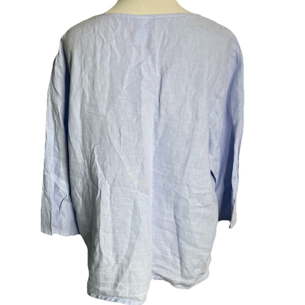 Match Point Tunic Top 100% Linen Blue Coastal Lagenlook Beachy Large - Picture 2 of 4